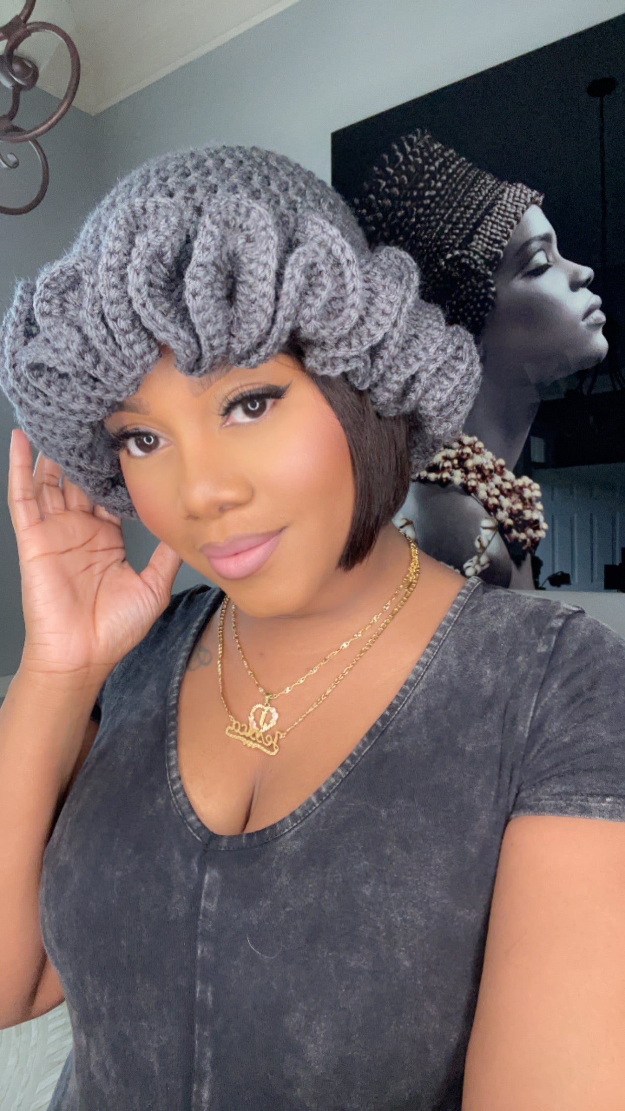 Ruffle Hat | Charcoal