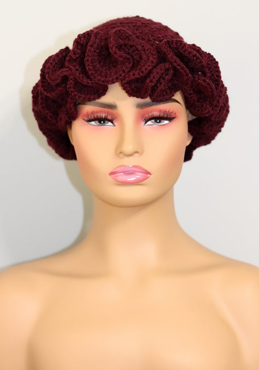 Barbies Ruffle Hat | Deep Burgundy